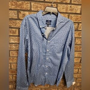 George Blue Geometric Men's Shirt Sz Large